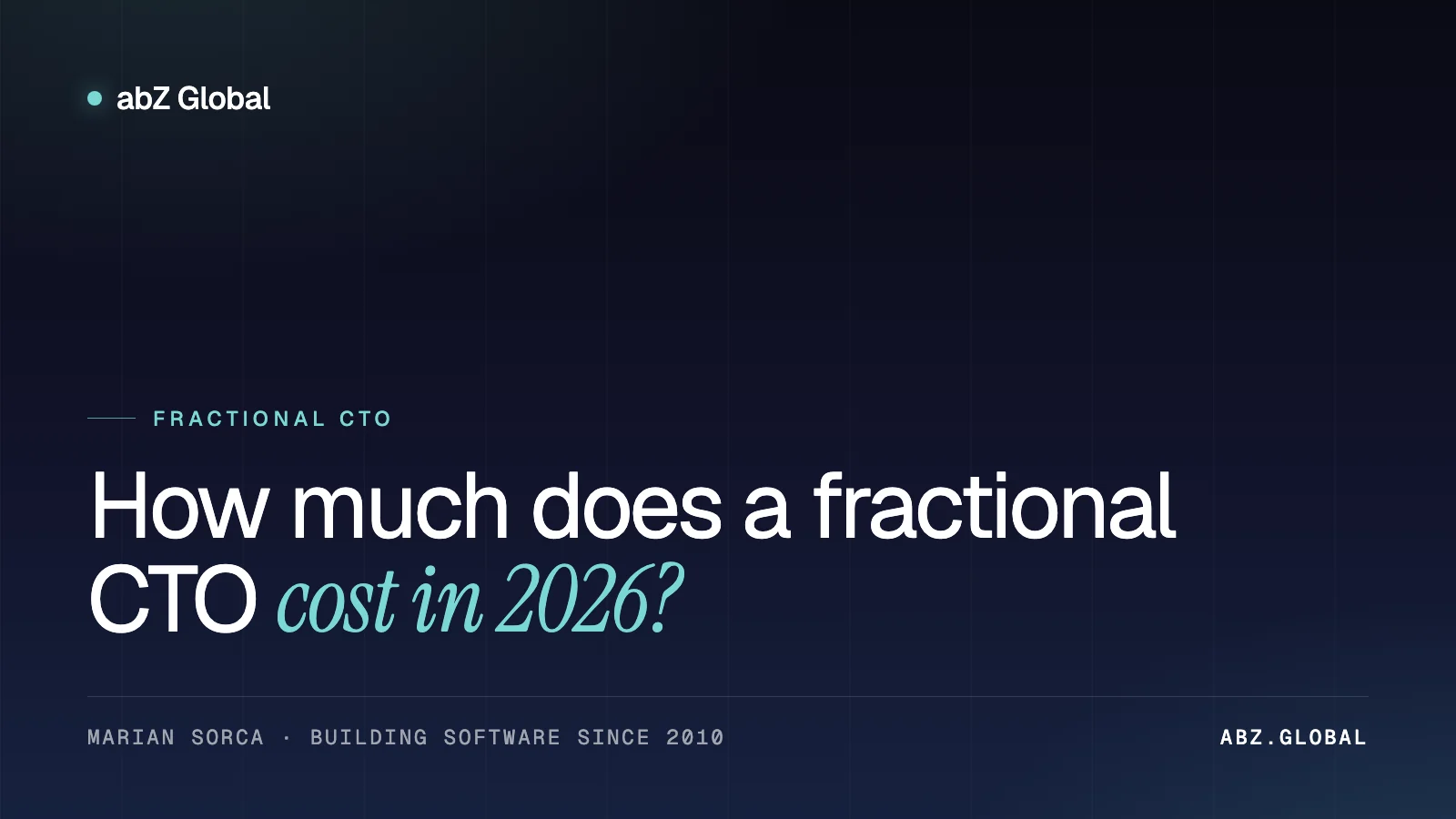 How much does a fractional CTO cost in 2026