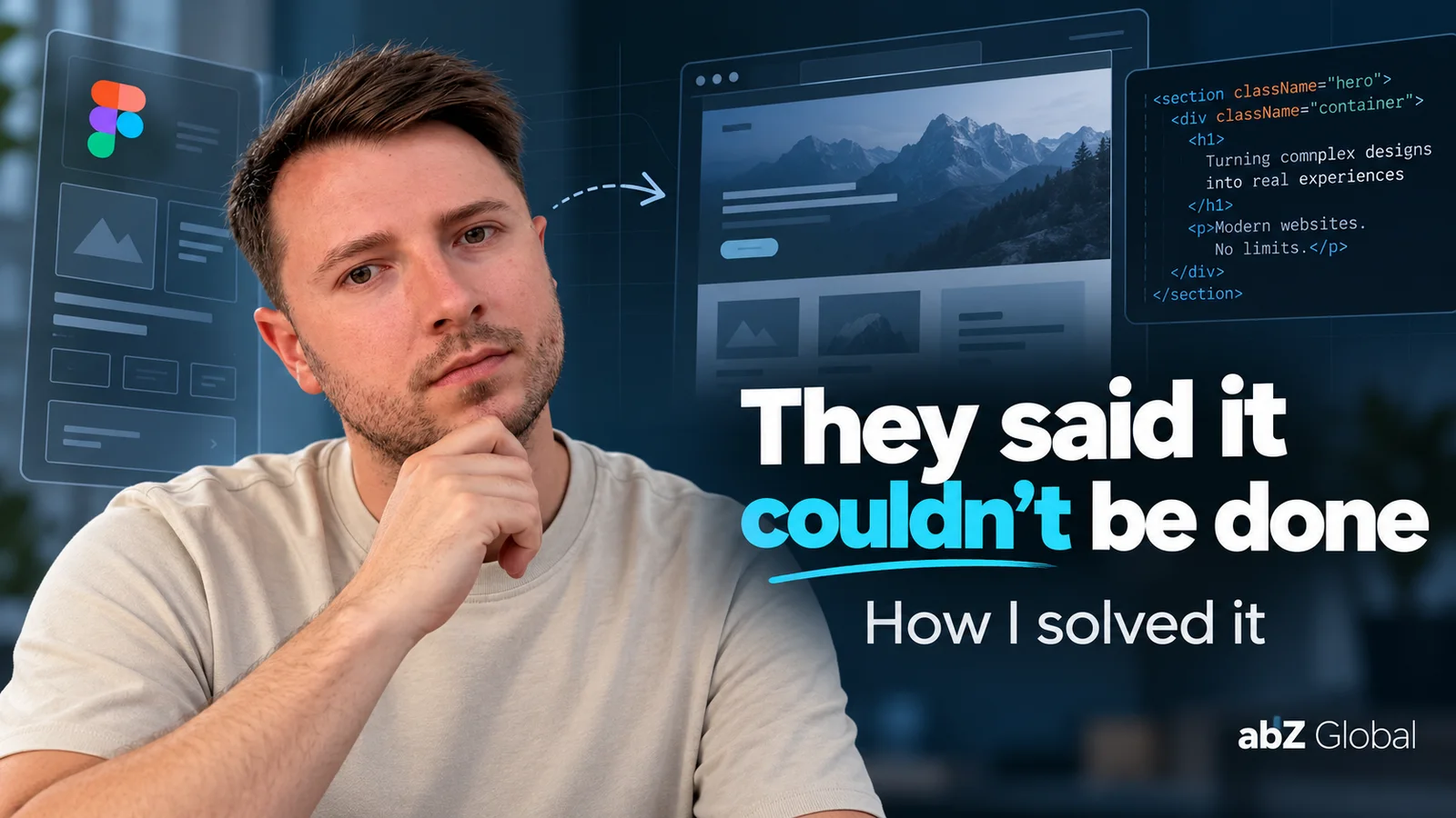 Marian Sorca next to a Figma design turned into code: They said it couldn’t be done. How I solved it